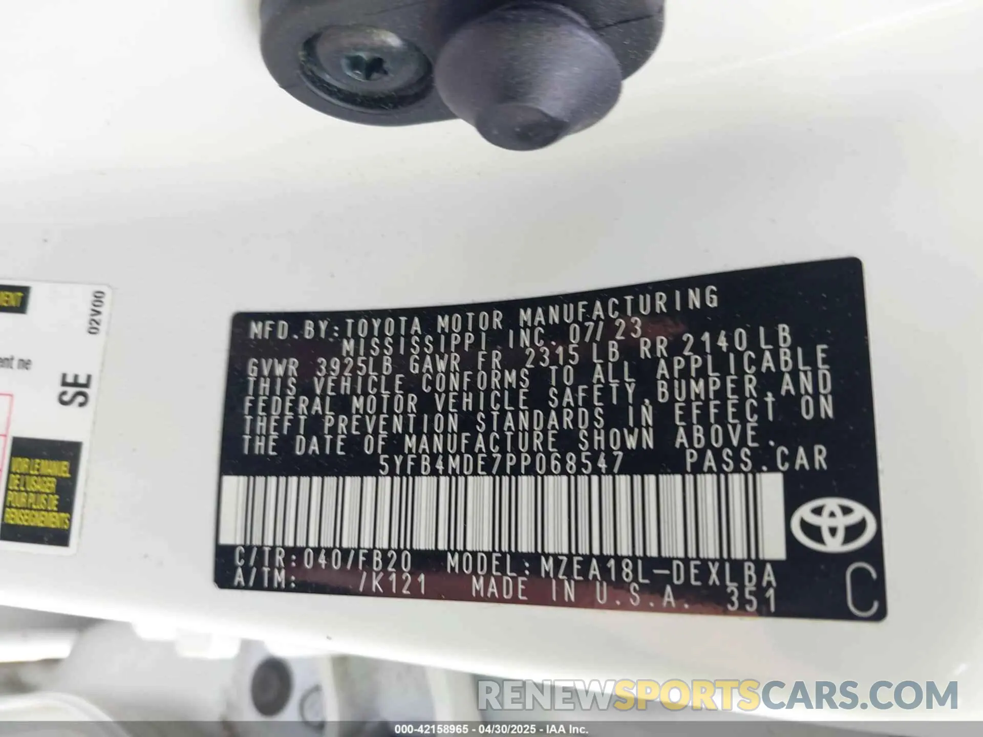 9 Фотография поврежденного автомобиля 5YFB4MDE7PP068547 TOYOTA COROLLA 2023