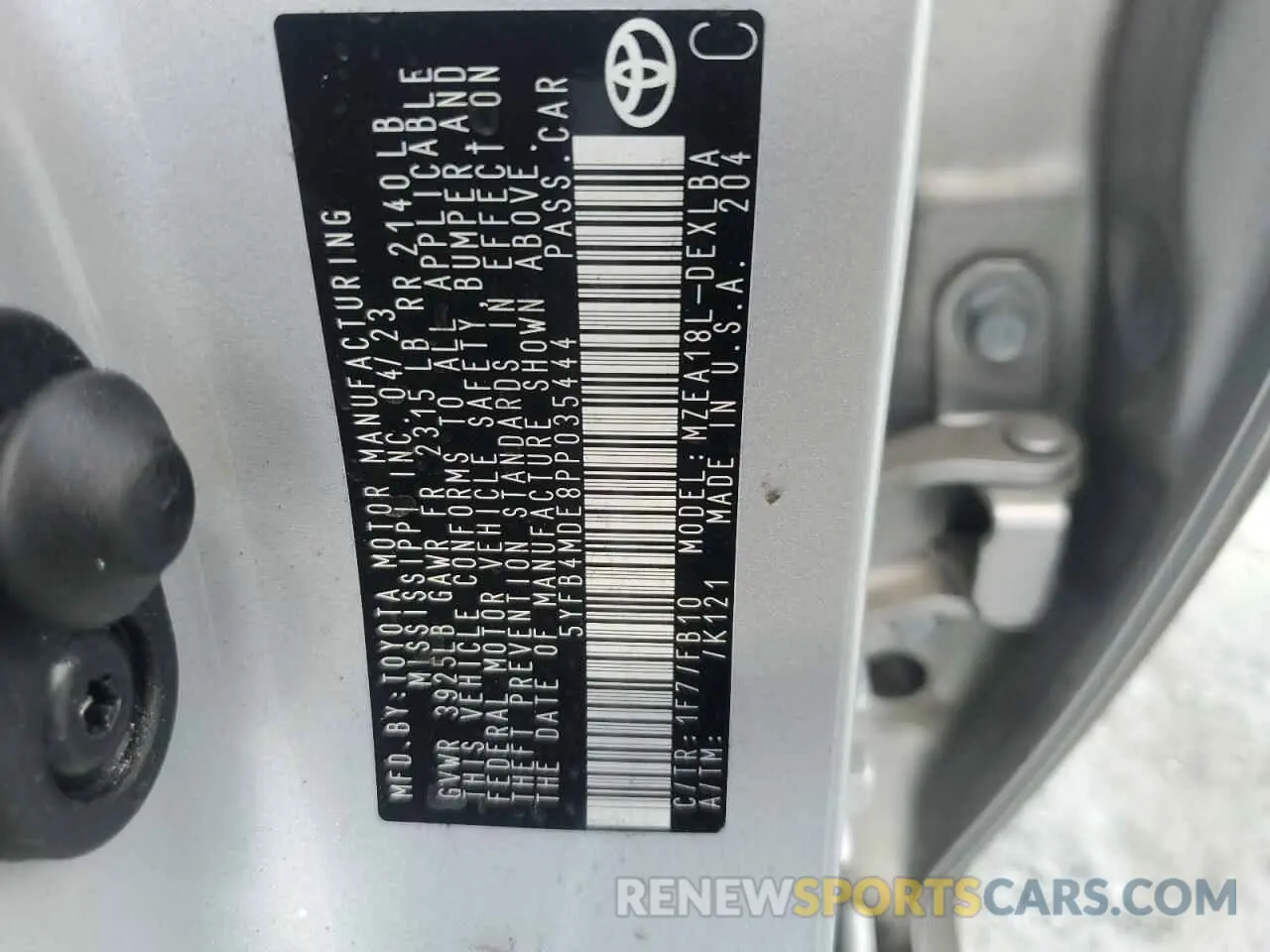 12 Фотография поврежденного автомобиля 5YFB4MDE8PP035444 TOYOTA COROLLA 2023