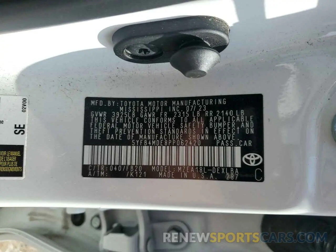 13 Photograph of a damaged car 5YFB4MDE8PP062420 TOYOTA COROLLA 2023