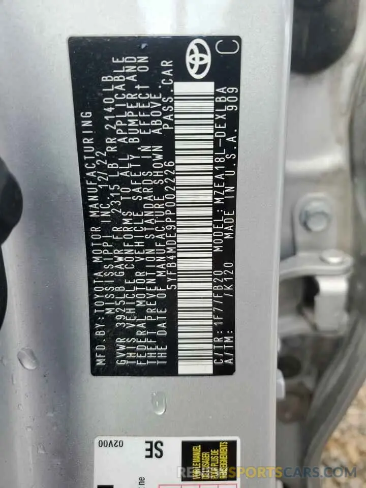 12 Photograph of a damaged car 5YFB4MDE9PP002226 TOYOTA COROLLA 2023