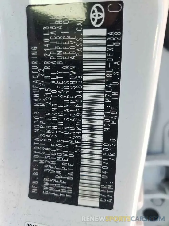 12 Фотография поврежденного автомобиля 5YFB4MDE9PP004638 TOYOTA COROLLA 2023
