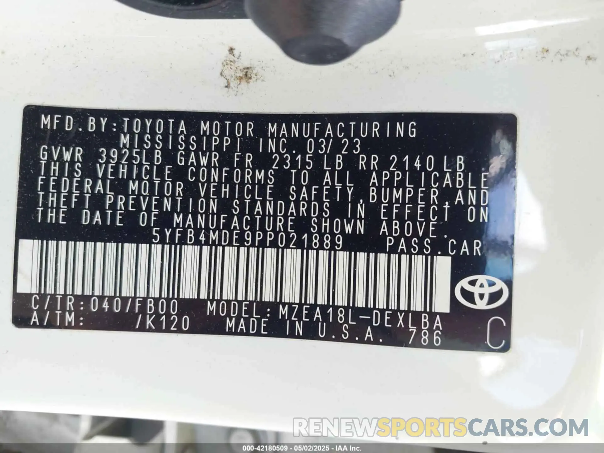 9 Фотография поврежденного автомобиля 5YFB4MDE9PP021889 TOYOTA COROLLA 2023