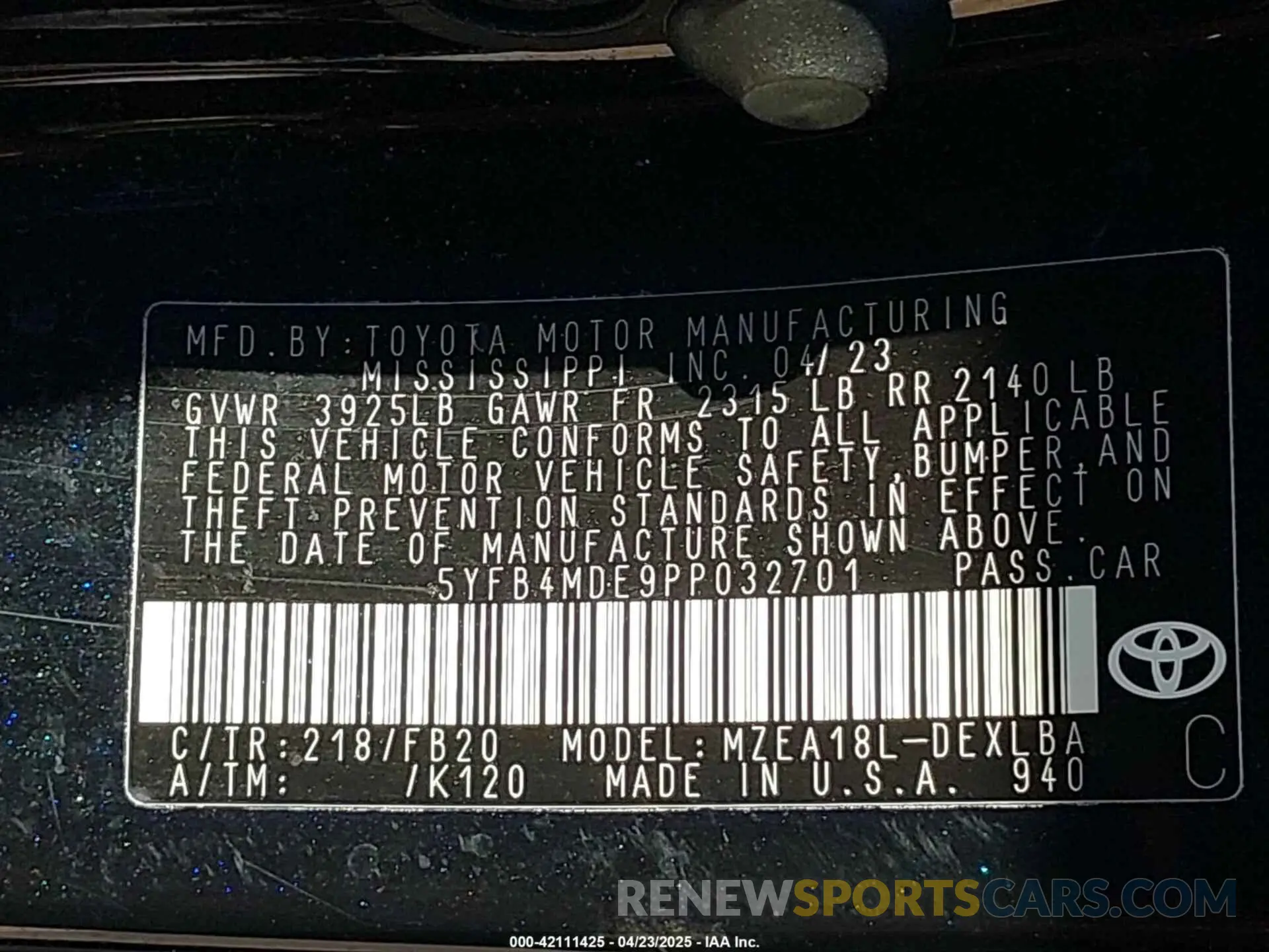 9 Фотография поврежденного автомобиля 5YFB4MDE9PP032701 TOYOTA COROLLA 2023