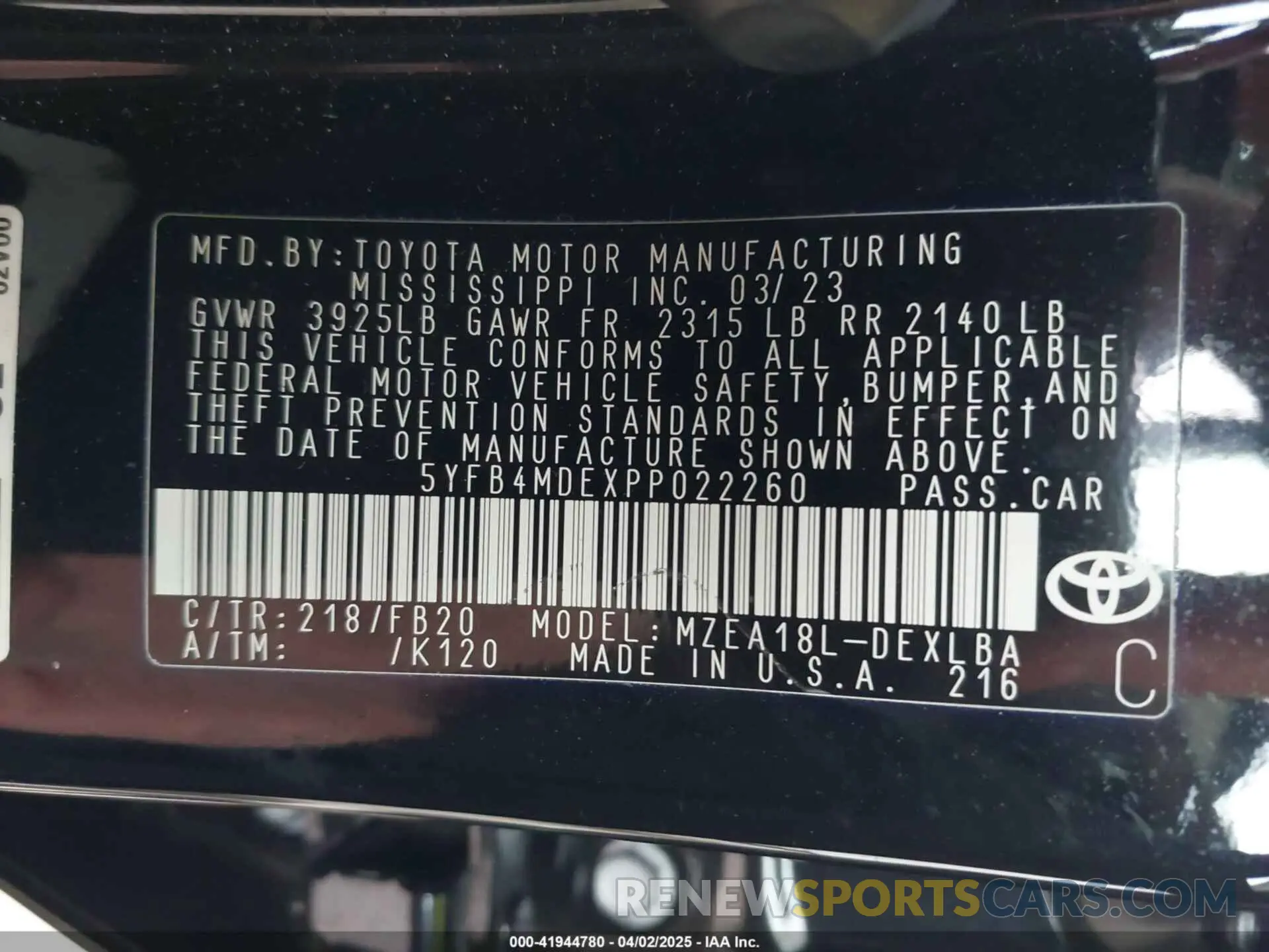 9 Фотография поврежденного автомобиля 5YFB4MDEXPP022260 TOYOTA COROLLA 2023