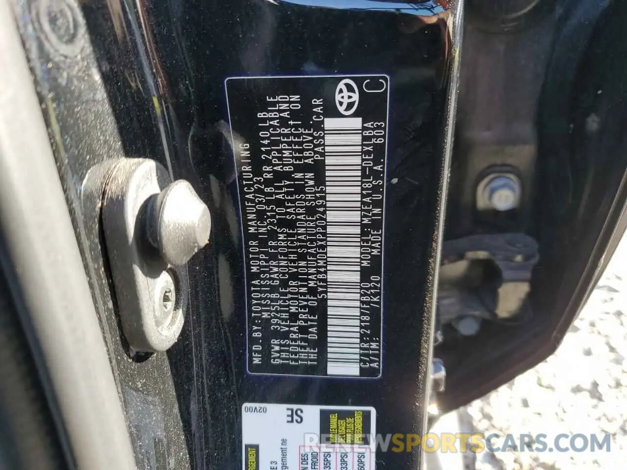 12 Photograph of a damaged car 5YFB4MDEXPP024915 TOYOTA COROLLA 2023