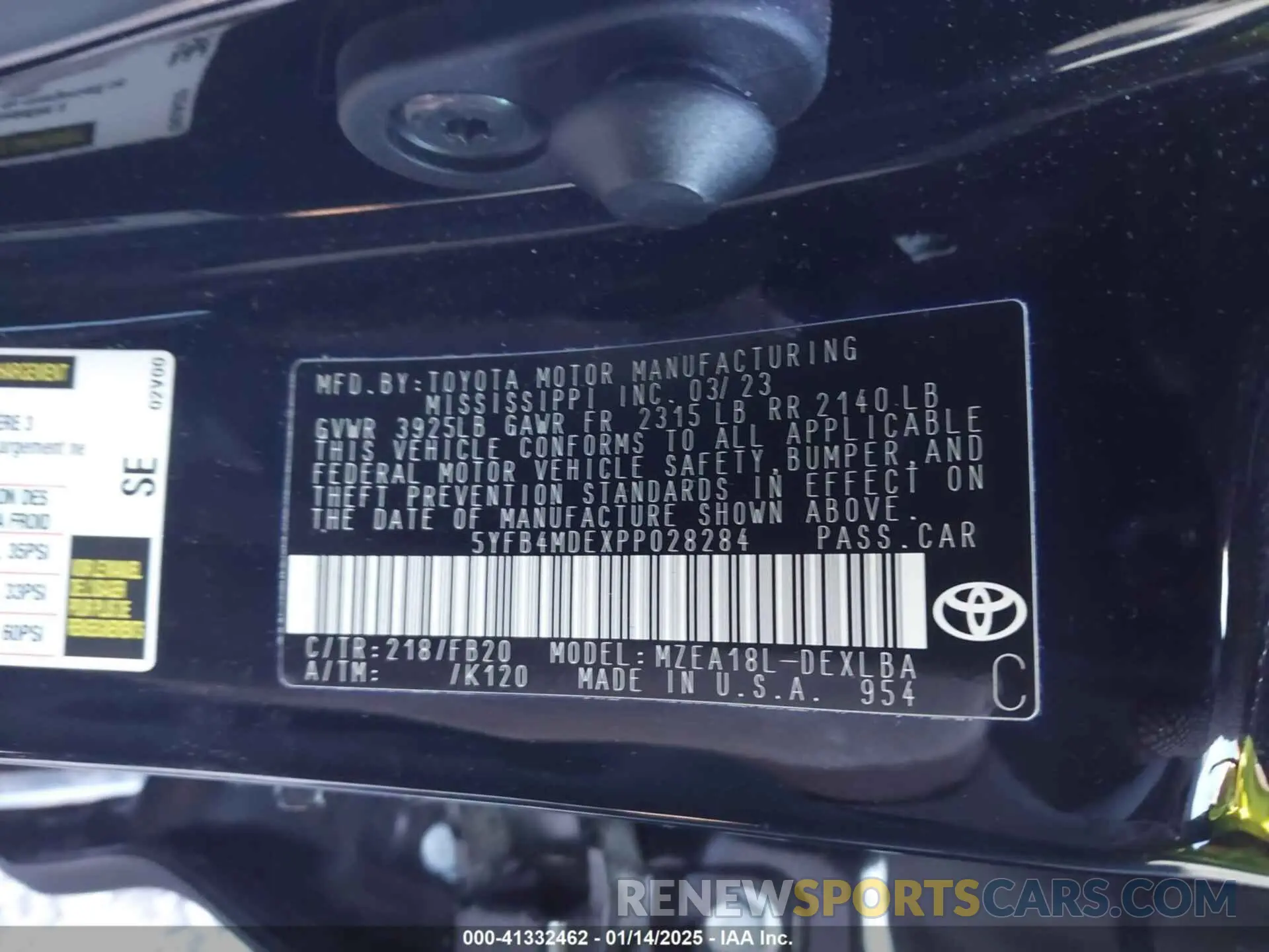 9 Фотография поврежденного автомобиля 5YFB4MDEXPP028284 TOYOTA COROLLA 2023