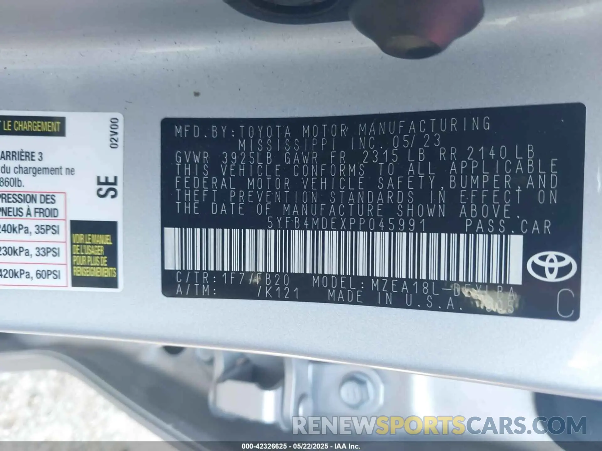 9 Фотография поврежденного автомобиля 5YFB4MDEXPP045991 TOYOTA COROLLA 2023