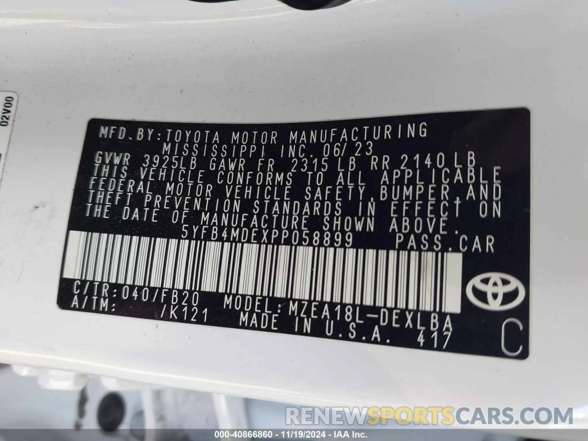 9 Photograph of a damaged car 5YFB4MDEXPP058899 TOYOTA COROLLA 2023