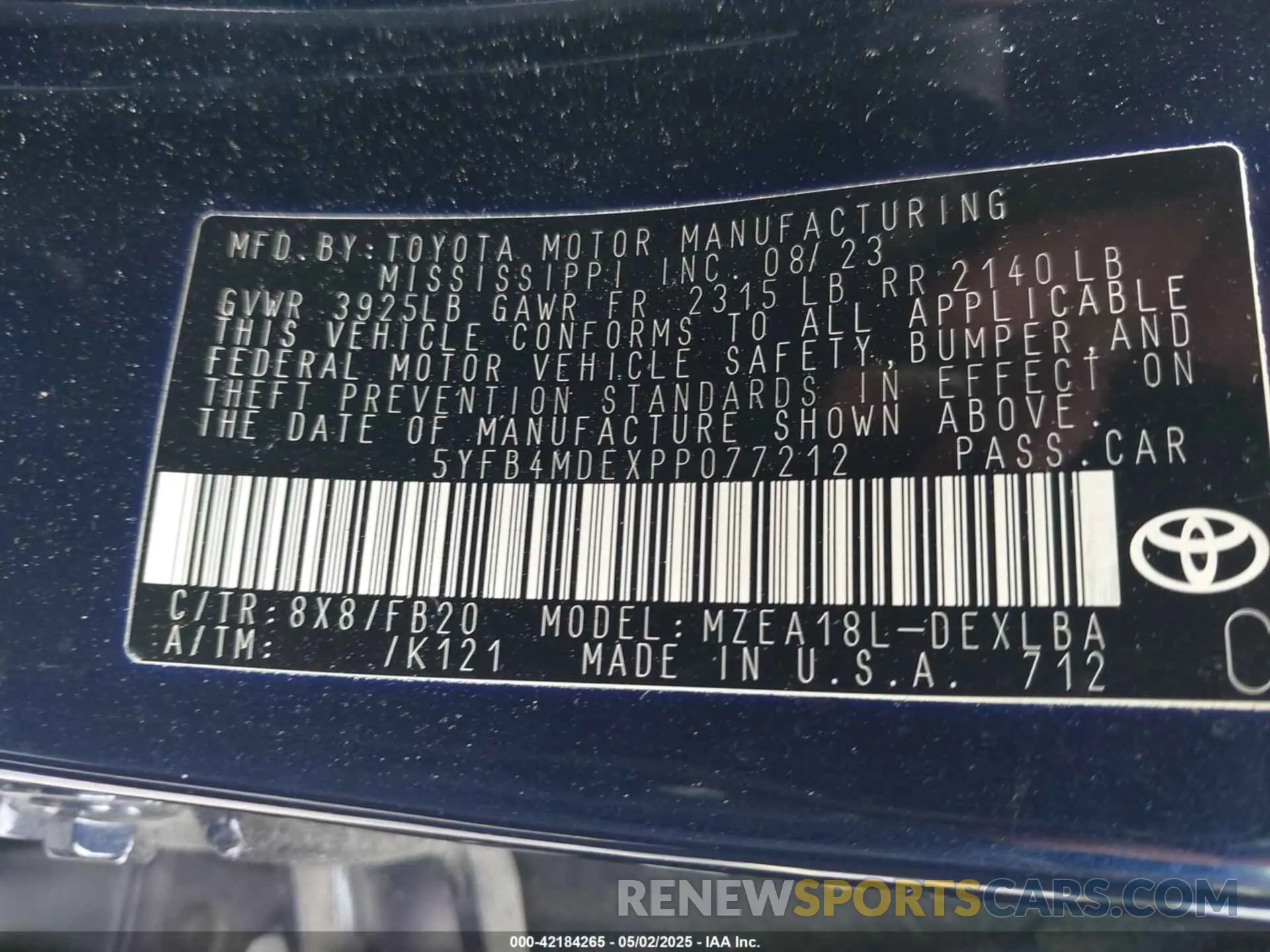 9 Фотография поврежденного автомобиля 5YFB4MDEXPP077212 TOYOTA COROLLA 2023