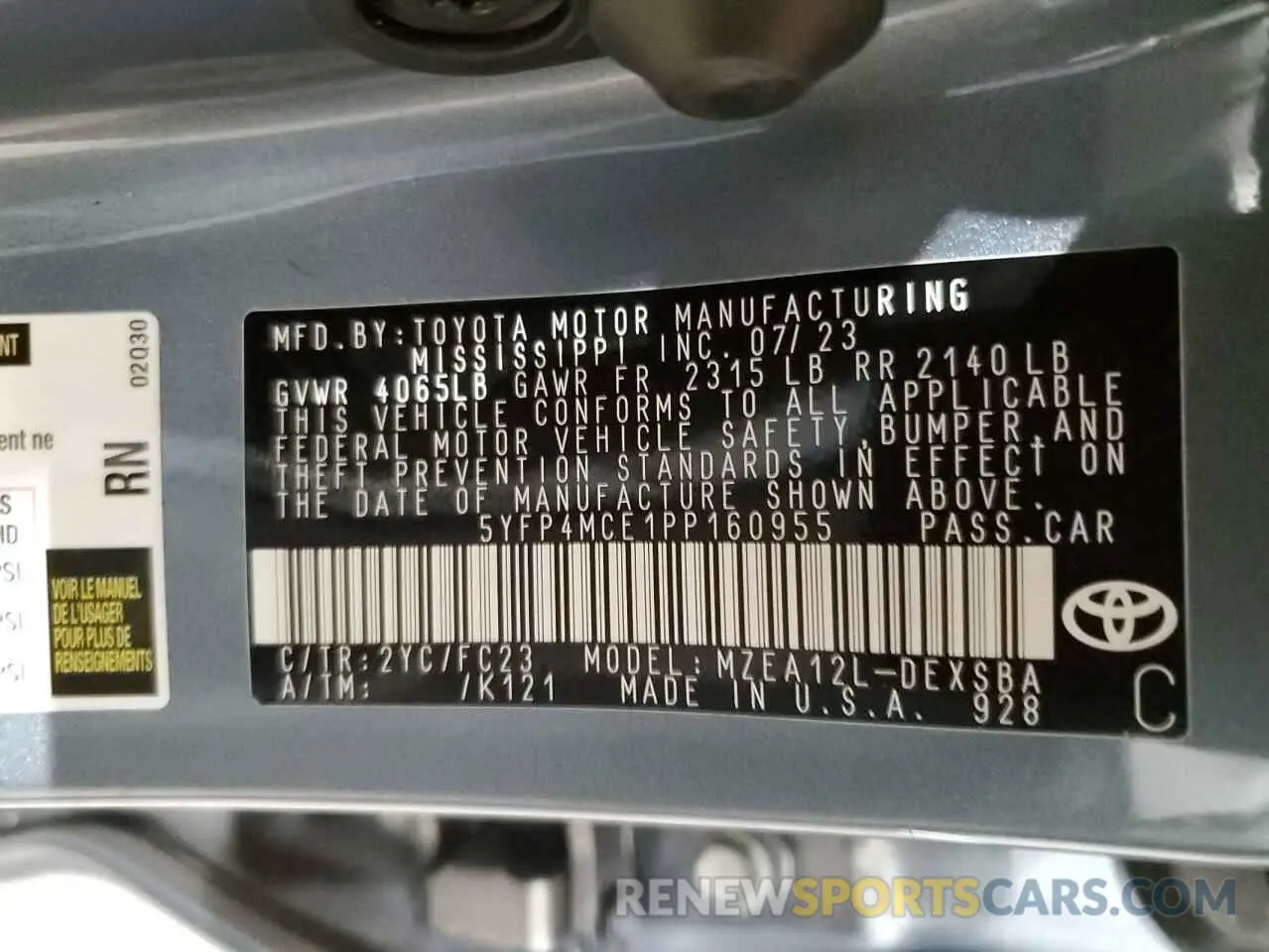 12 Фотография поврежденного автомобиля 5YFP4MCE1PP160955 TOYOTA COROLLA 2023
