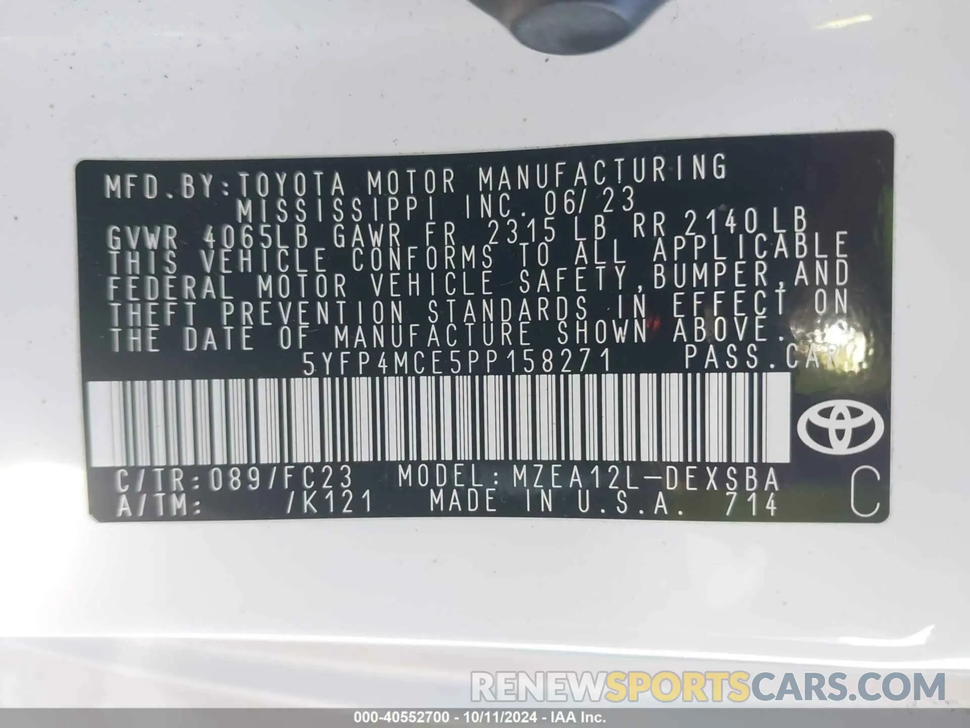 9 Photograph of a damaged car 5YFP4MCE5PP158271 TOYOTA COROLLA 2023