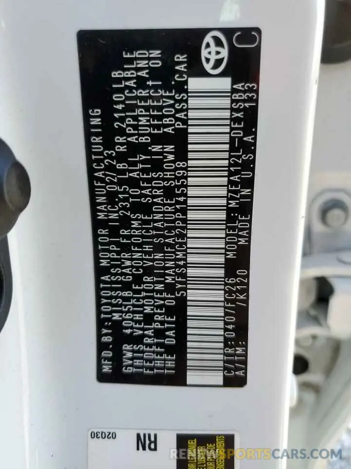 12 Фотография поврежденного автомобиля 5YFS4MCE2PP145598 TOYOTA COROLLA 2023