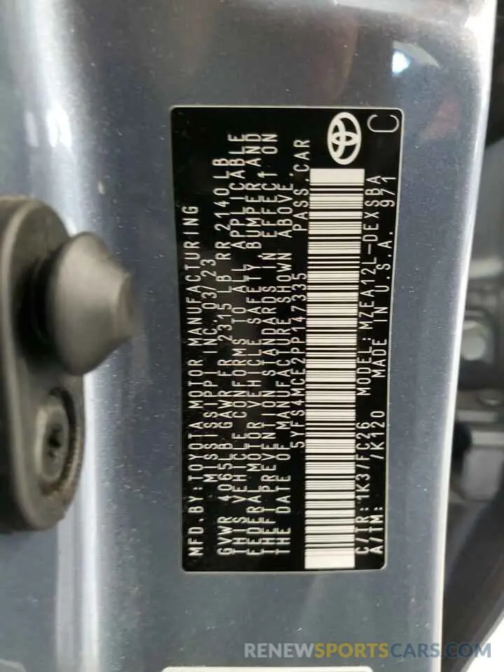 12 Фотография поврежденного автомобиля 5YFS4MCE2PP147335 TOYOTA COROLLA 2023