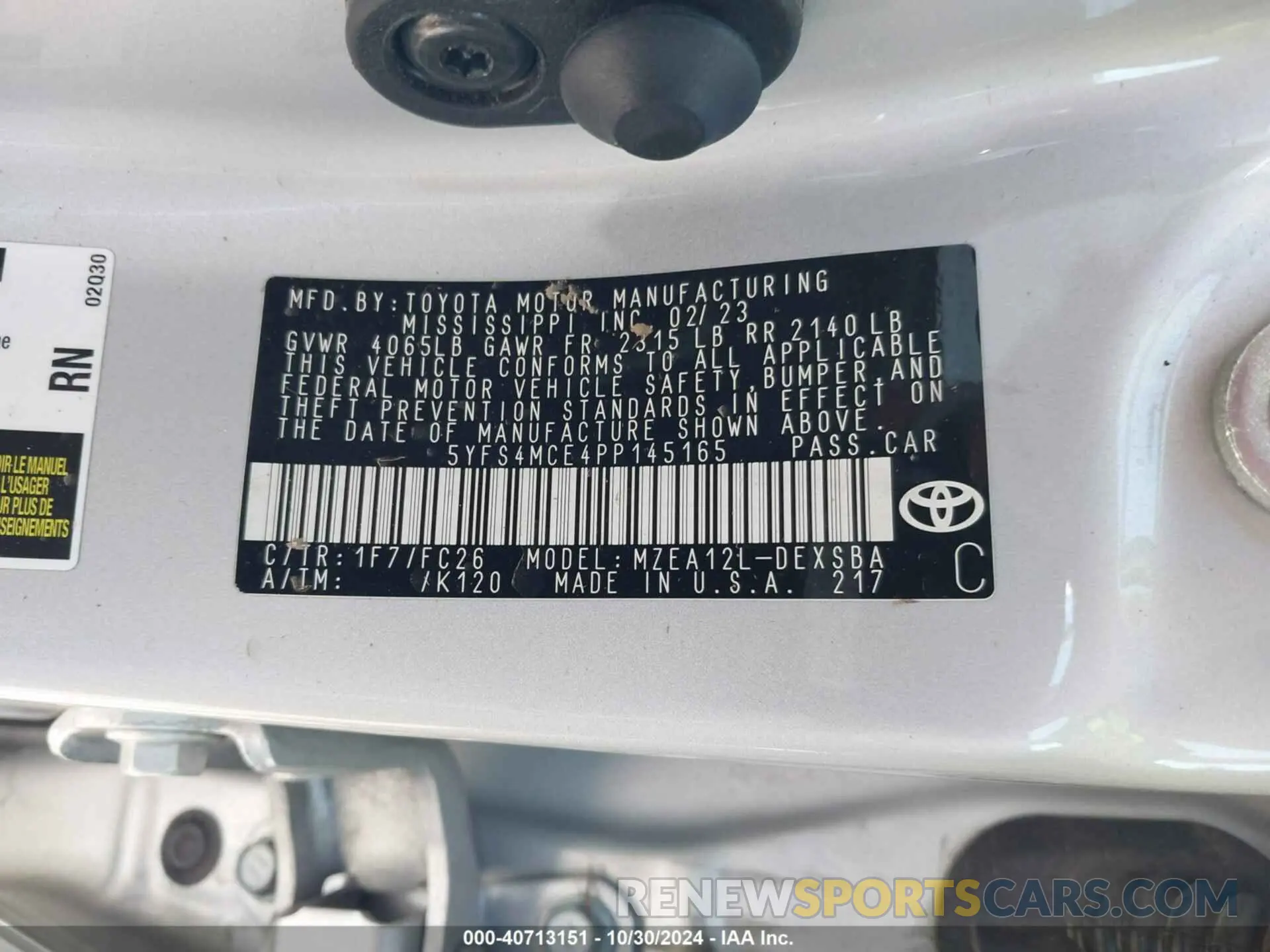 9 Фотография поврежденного автомобиля 5YFS4MCE4PP145165 TOYOTA COROLLA 2023