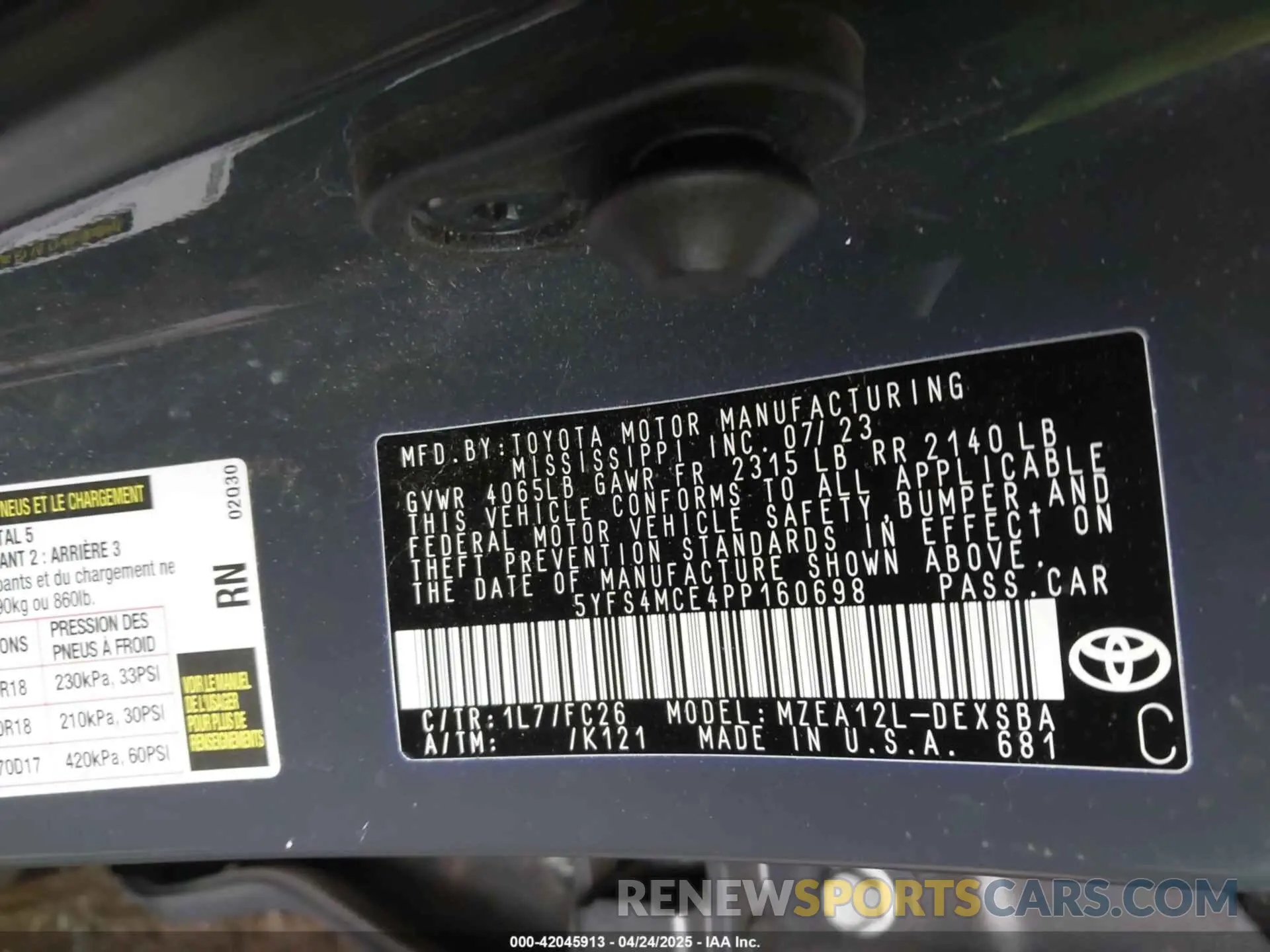 9 Фотография поврежденного автомобиля 5YFS4MCE4PP160698 TOYOTA COROLLA 2023