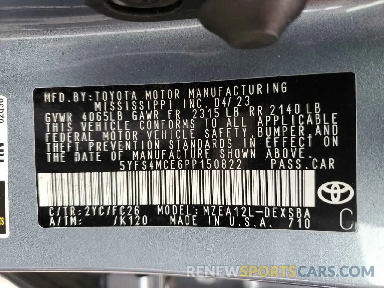 12 Photograph of a damaged car 5YFS4MCE6PP150822 TOYOTA COROLLA 2023