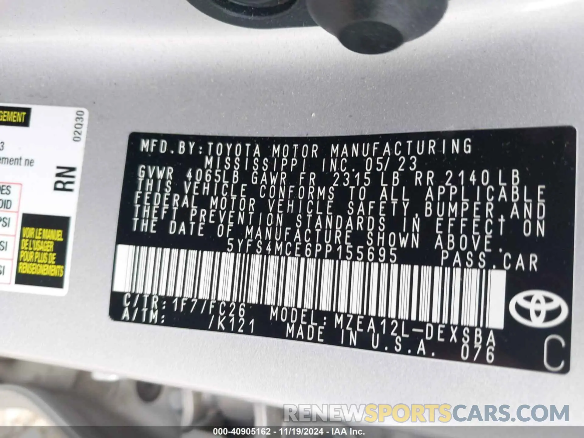 9 Фотография поврежденного автомобиля 5YFS4MCE6PP155695 TOYOTA COROLLA 2023