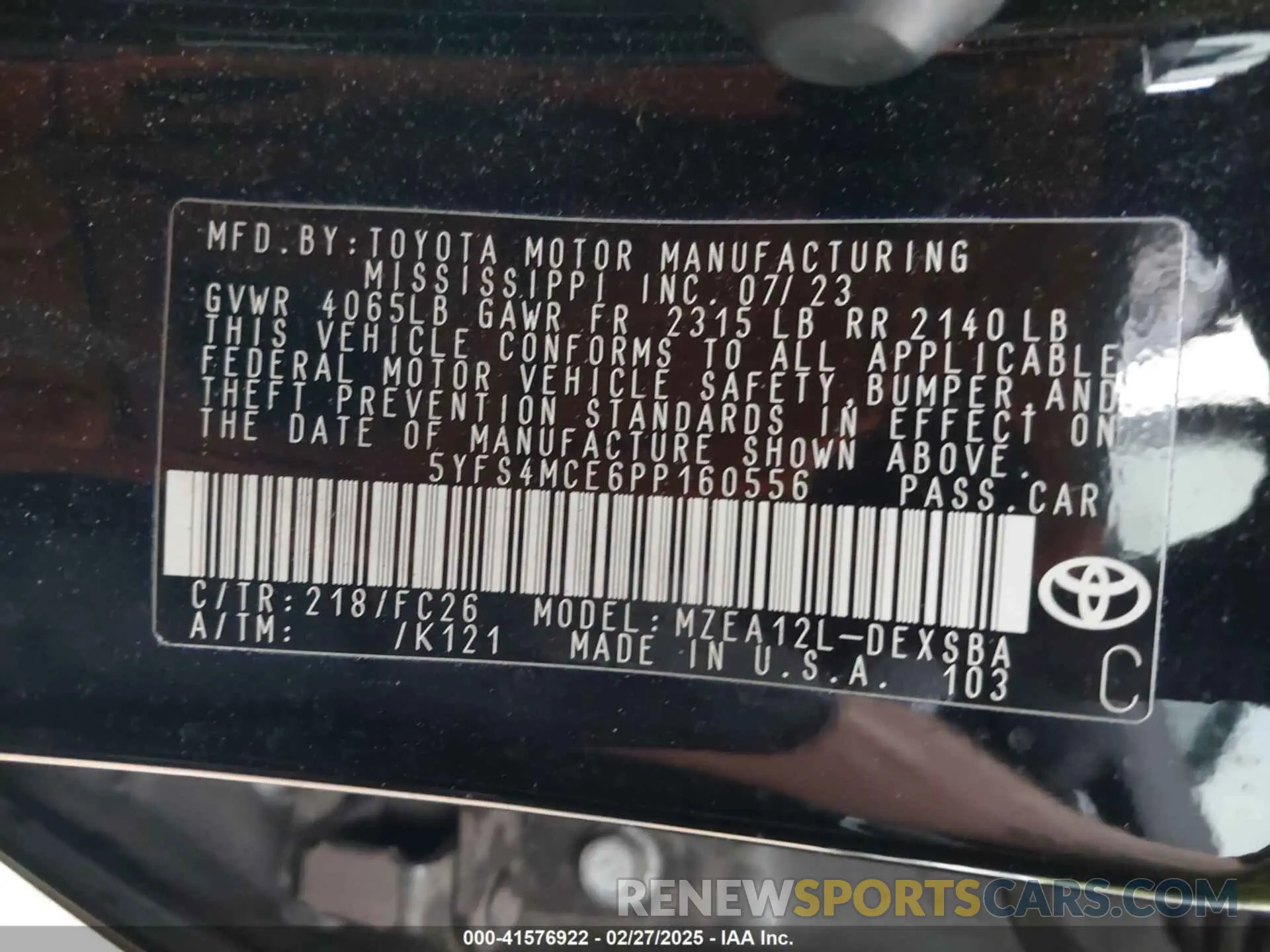 9 Фотография поврежденного автомобиля 5YFS4MCE6PP160556 TOYOTA COROLLA 2023