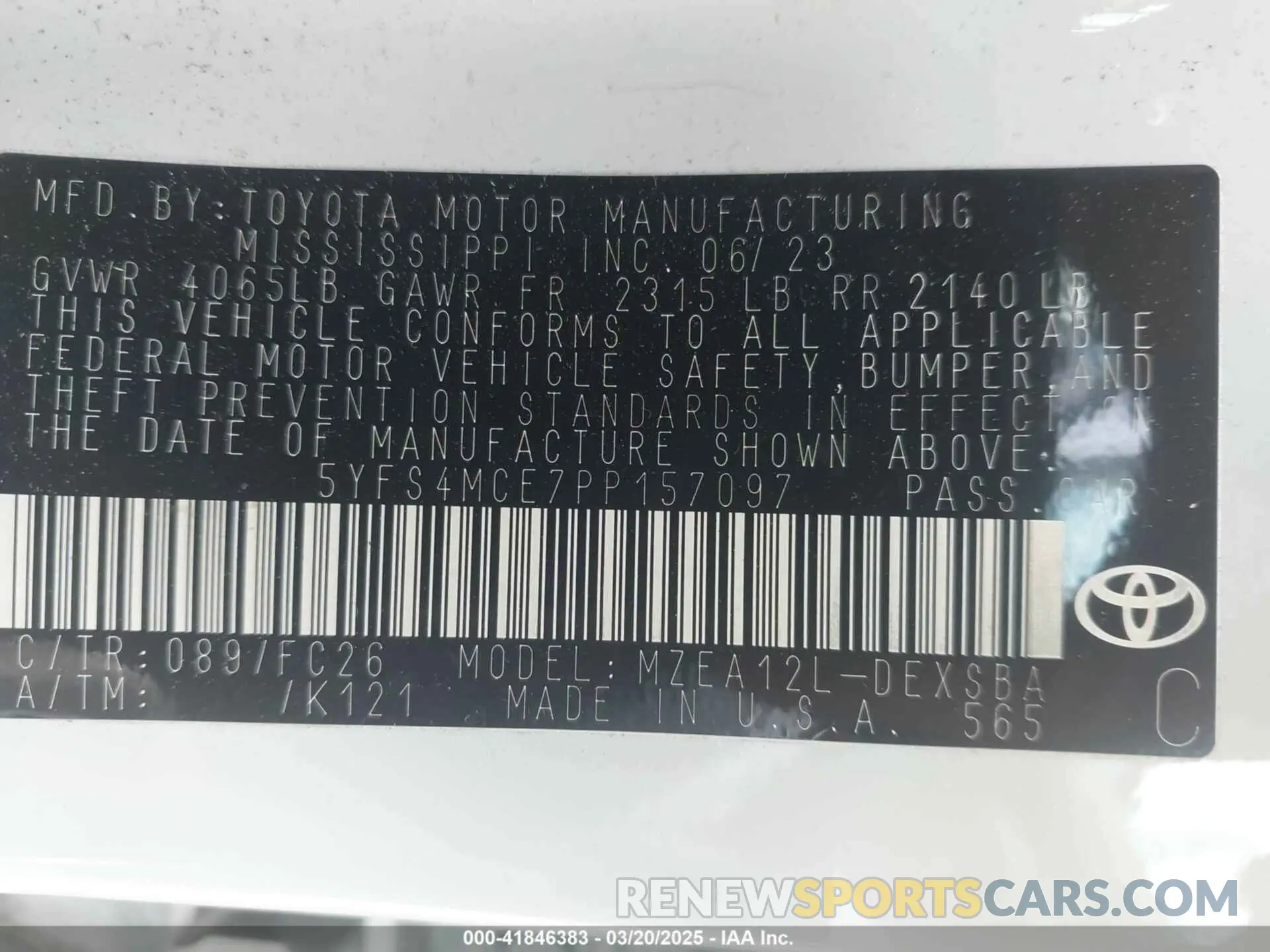 9 Фотография поврежденного автомобиля 5YFS4MCE7PP157097 TOYOTA COROLLA 2023