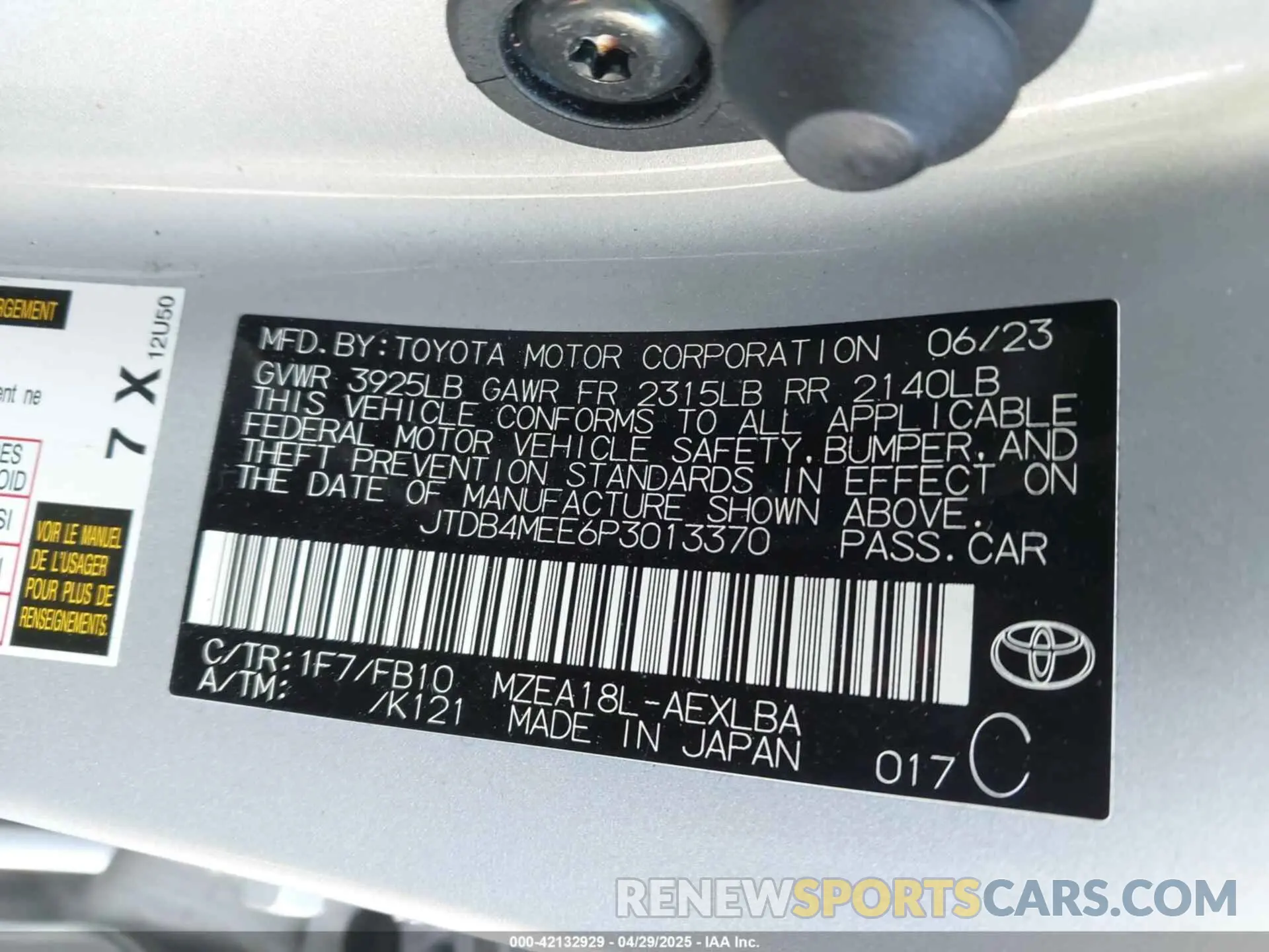 9 Photograph of a damaged car JTDB4MEE6P3013370 TOYOTA COROLLA 2023