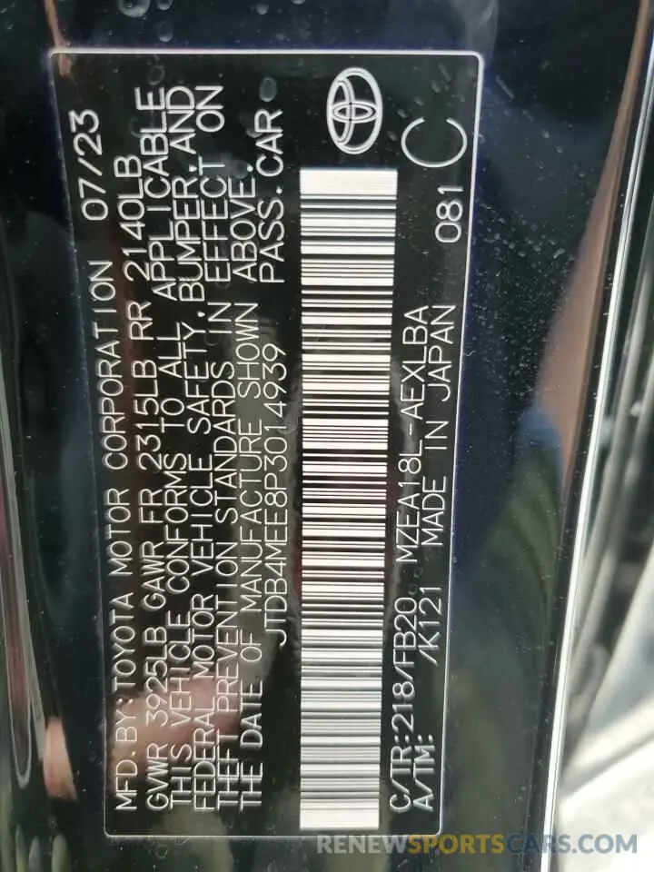 14 Фотография поврежденного автомобиля JTDB4MEE8P3014939 TOYOTA COROLLA 2023