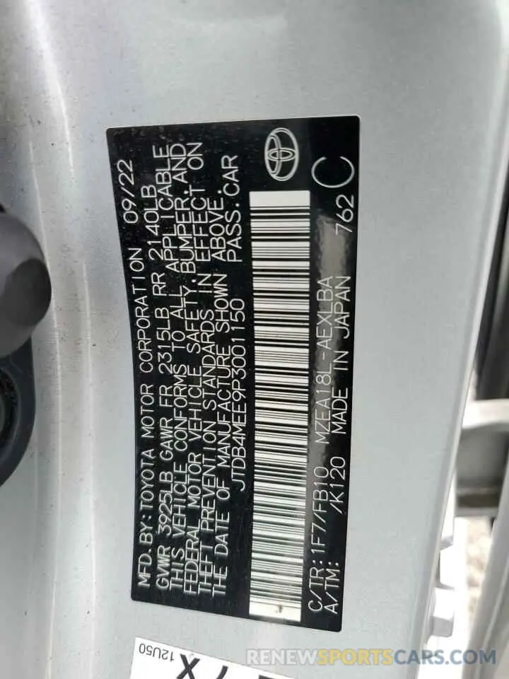 12 Фотография поврежденного автомобиля JTDB4MEE9P3001150 TOYOTA COROLLA 2023