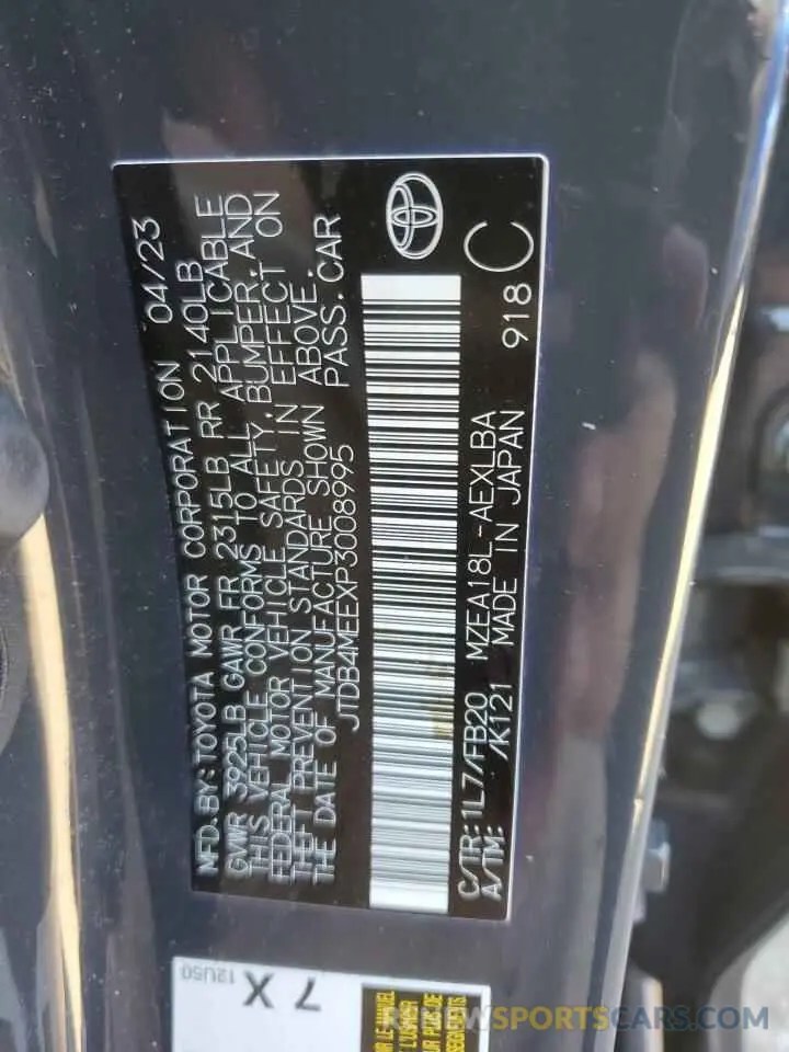 13 Фотография поврежденного автомобиля JTDB4MEEXP3008995 TOYOTA COROLLA 2023