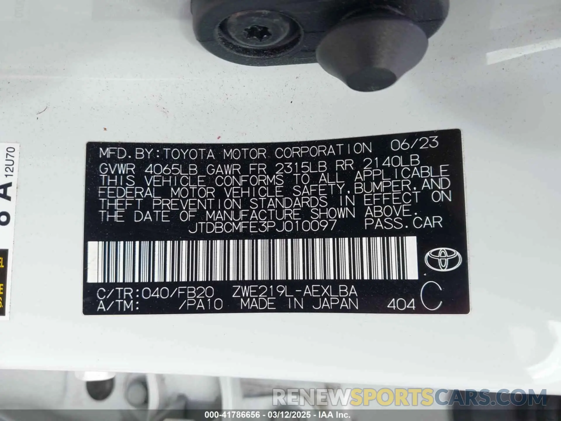 9 Фотография поврежденного автомобиля JTDBCMFE3PJ010097 TOYOTA COROLLA 2023