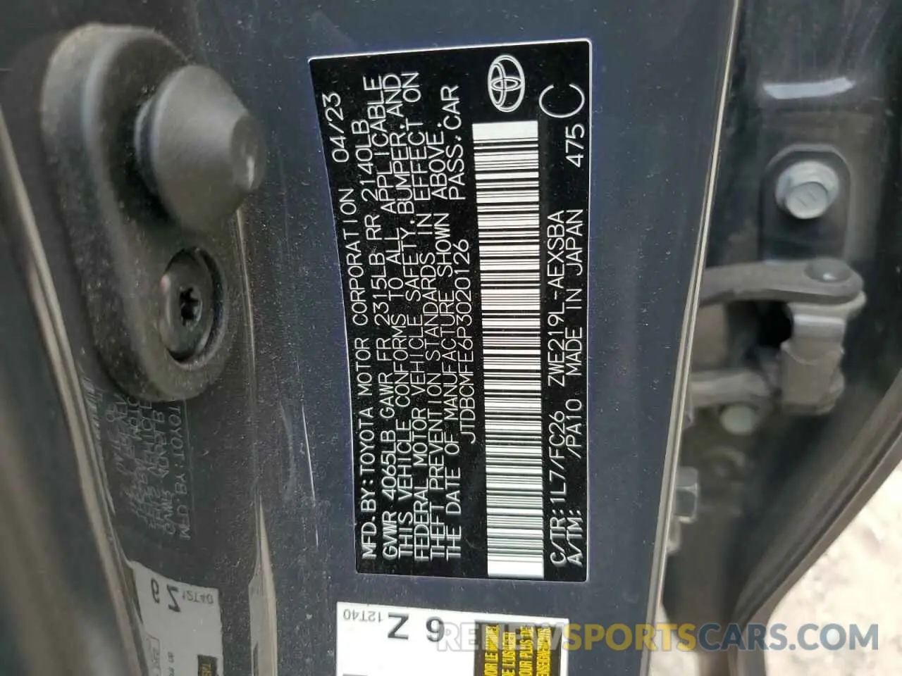 12 Photograph of a damaged car JTDBCMFE6P3020126 TOYOTA COROLLA 2023