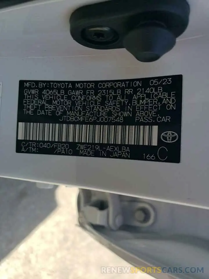 12 Фотография поврежденного автомобиля JTDBCMFE6PJ007548 TOYOTA COROLLA 2023