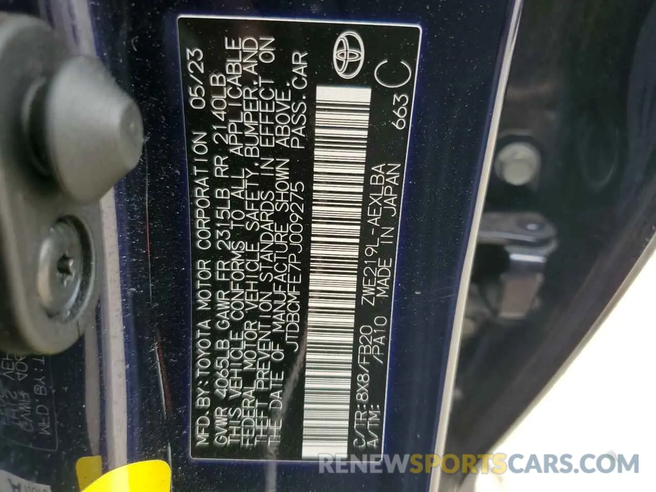 13 Photograph of a damaged car JTDBCMFE7PJ009275 TOYOTA COROLLA 2023