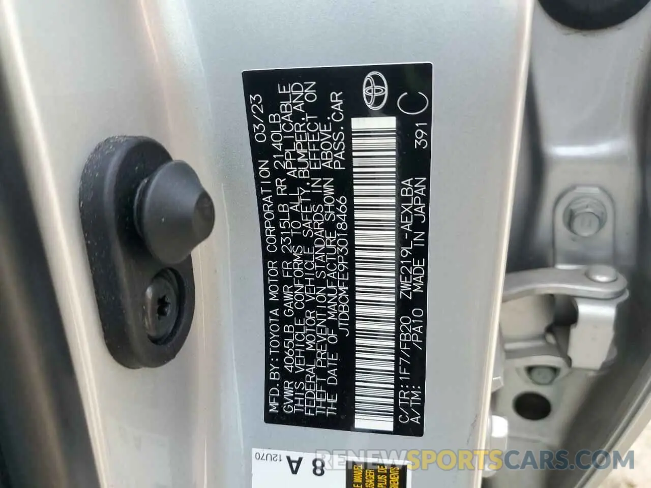 12 Фотография поврежденного автомобиля JTDBCMFE9P3018466 TOYOTA COROLLA 2023