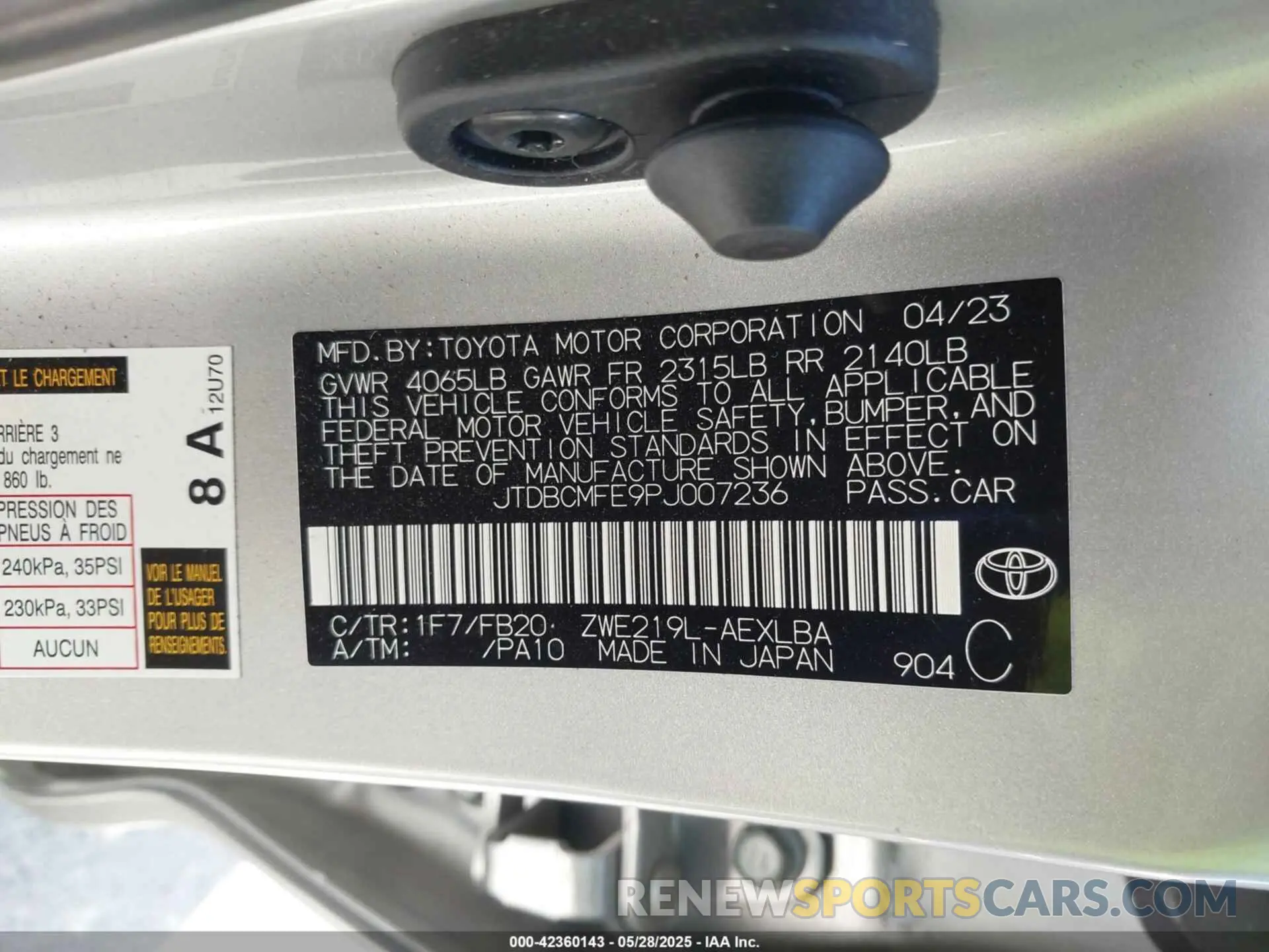 9 Photograph of a damaged car JTDBCMFE9PJ007236 TOYOTA COROLLA 2023