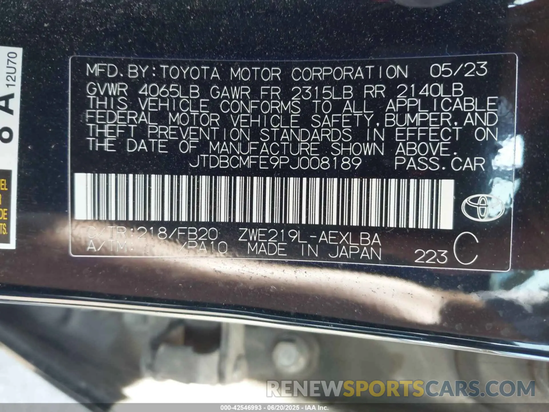 9 Photograph of a damaged car JTDBCMFE9PJ008189 TOYOTA COROLLA 2023
