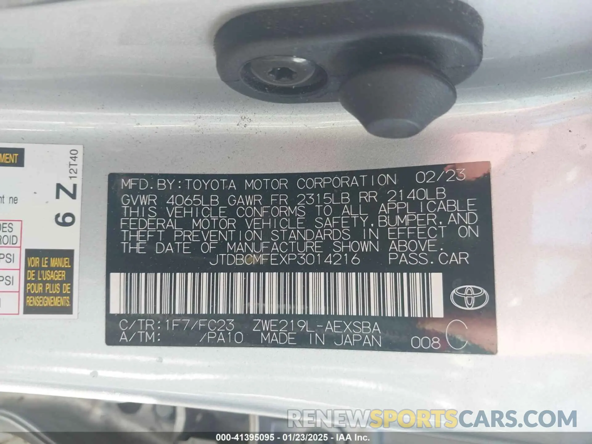 9 Photograph of a damaged car JTDBCMFEXP3014216 TOYOTA COROLLA 2023