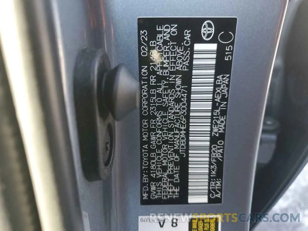 14 Фотография поврежденного автомобиля JTDBDMHE6P3004471 TOYOTA COROLLA 2023