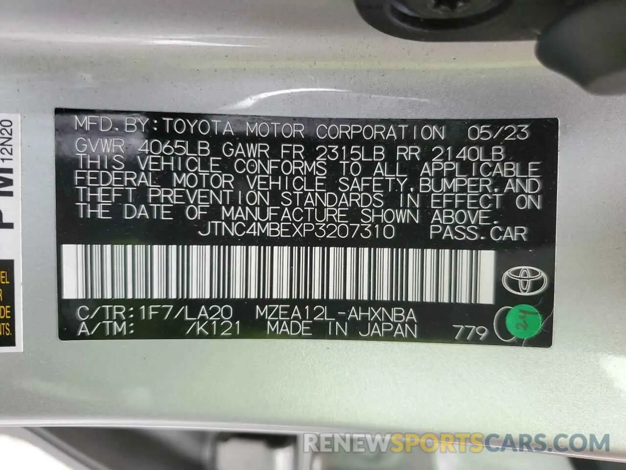 14 Фотография поврежденного автомобиля JTNC4MBEXP3207310 TOYOTA COROLLA 2023