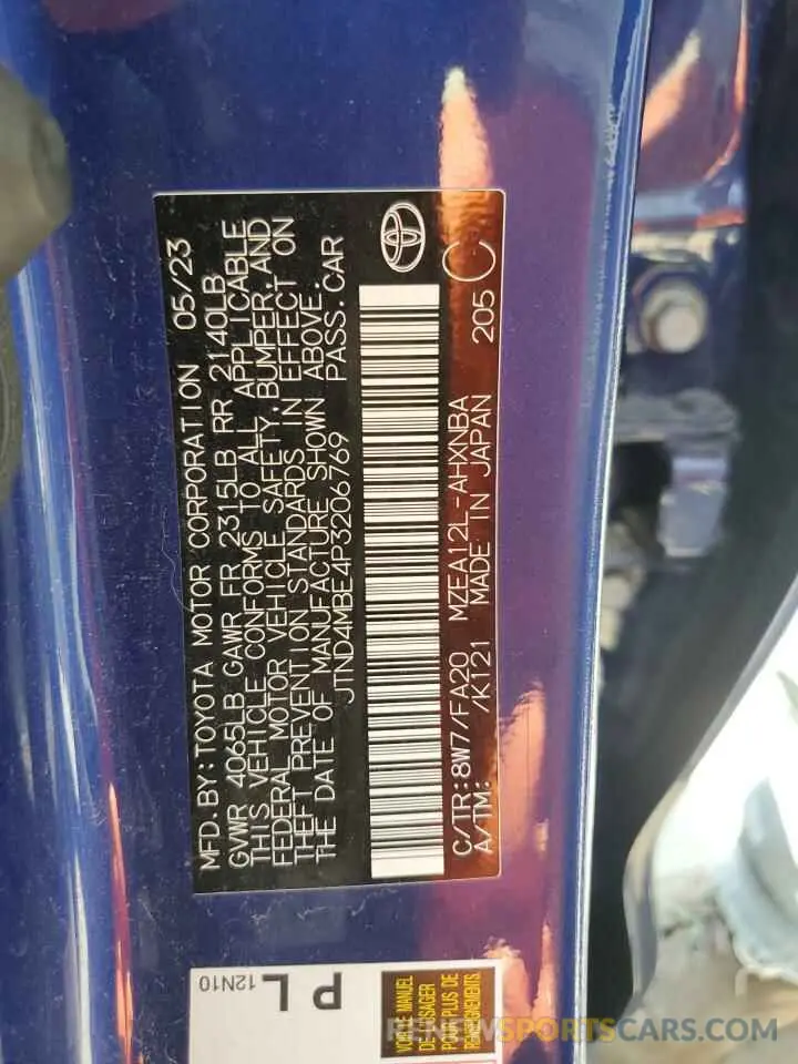 13 Фотография поврежденного автомобиля JTND4MBE4P3206769 TOYOTA COROLLA 2023