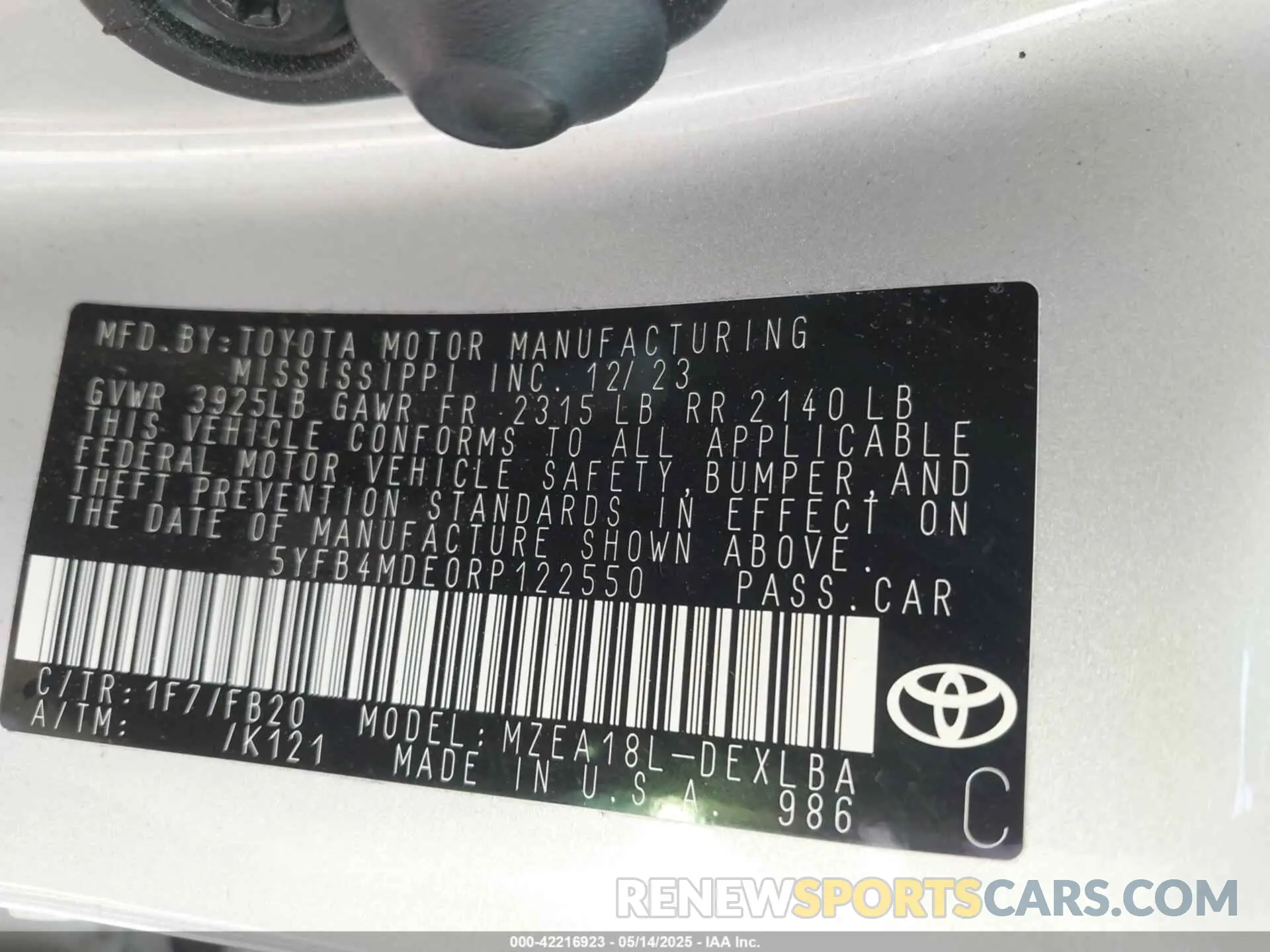 9 Photograph of a damaged car 5YFB4MDE0RP122550 TOYOTA COROLLA 2024