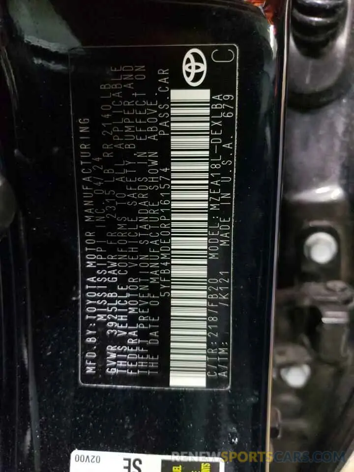 13 Фотография поврежденного автомобиля 5YFB4MDE0RP161574 TOYOTA COROLLA 2024