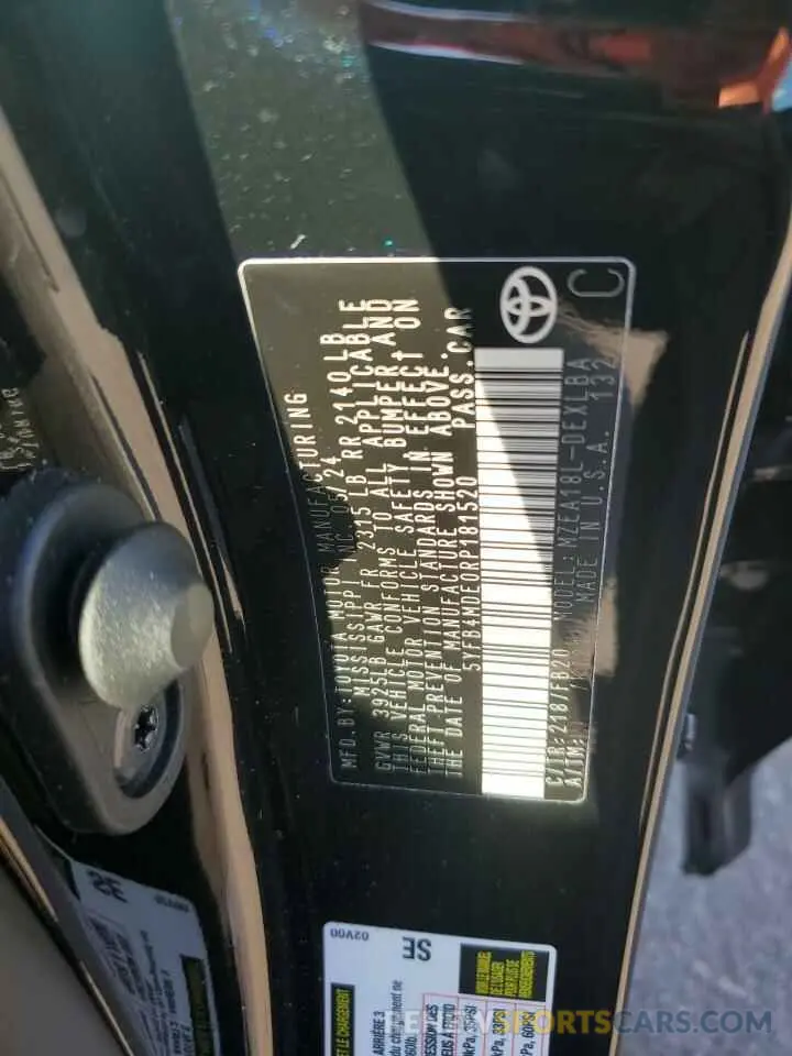 12 Фотография поврежденного автомобиля 5YFB4MDE0RP181520 TOYOTA COROLLA 2024