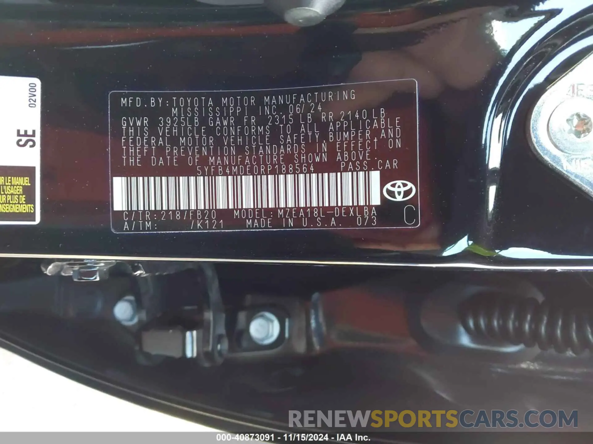 9 Фотография поврежденного автомобиля 5YFB4MDE0RP188564 TOYOTA COROLLA 2024