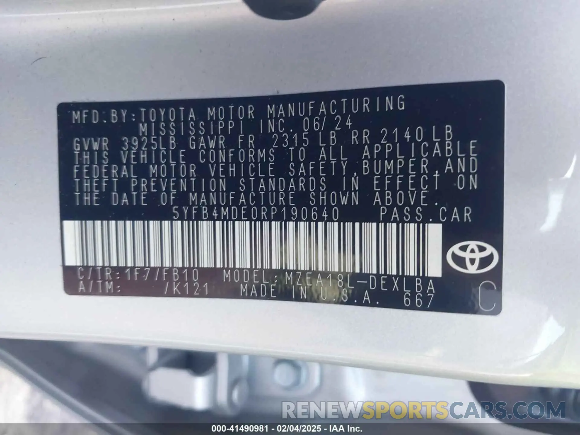 9 Photograph of a damaged car 5YFB4MDE0RP190640 TOYOTA COROLLA 2024
