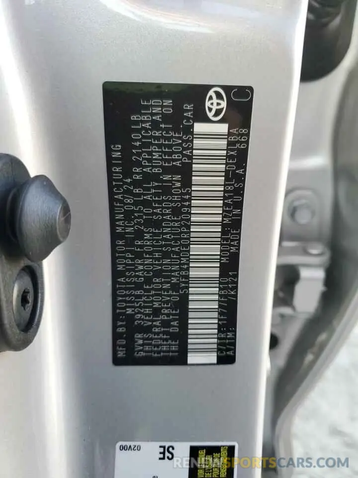 13 Фотография поврежденного автомобиля 5YFB4MDE0RP209445 TOYOTA COROLLA 2024