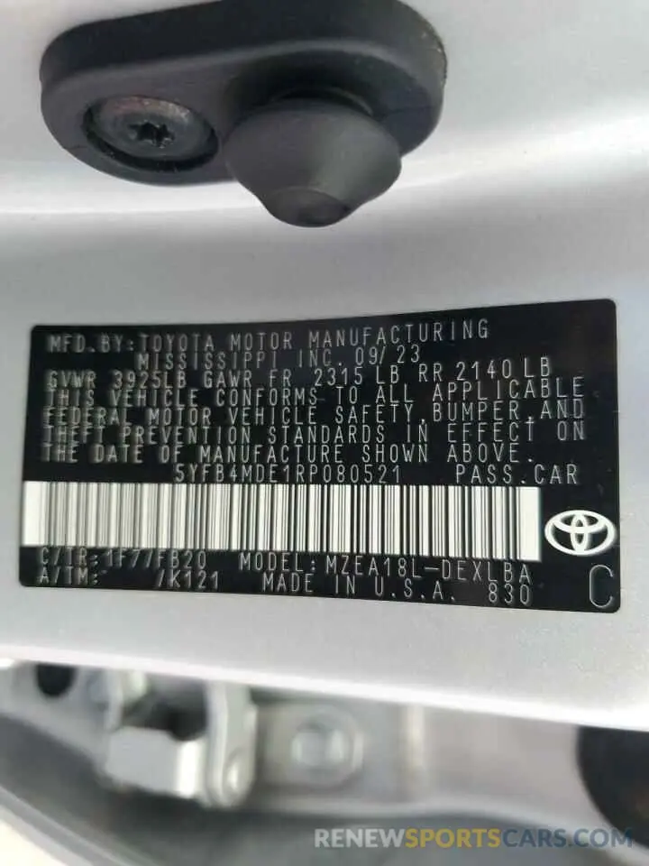 13 Photograph of a damaged car 5YFB4MDE1RP080521 TOYOTA COROLLA 2024