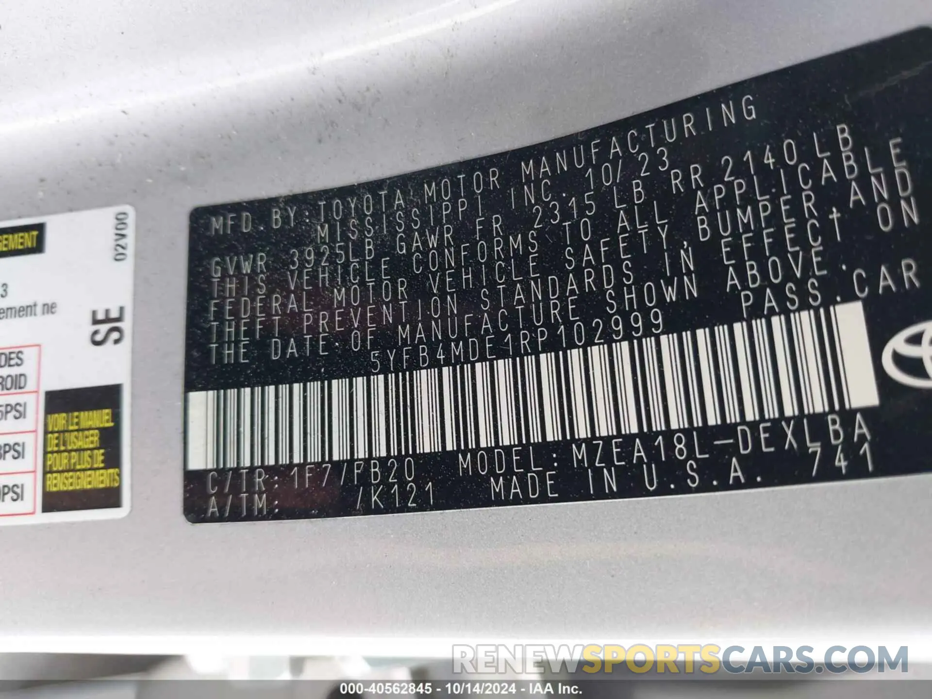 9 Photograph of a damaged car 5YFB4MDE1RP102999 TOYOTA COROLLA 2024