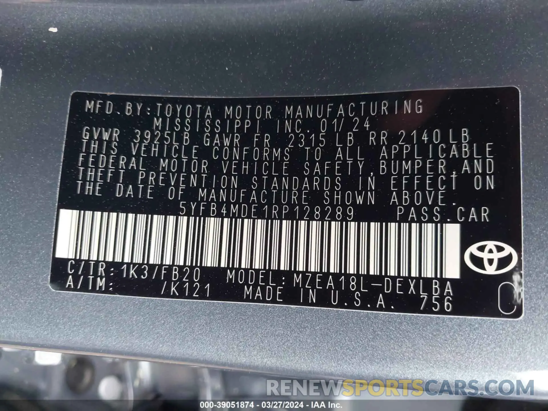 9 Photograph of a damaged car 5YFB4MDE1RP128289 TOYOTA COROLLA 2024