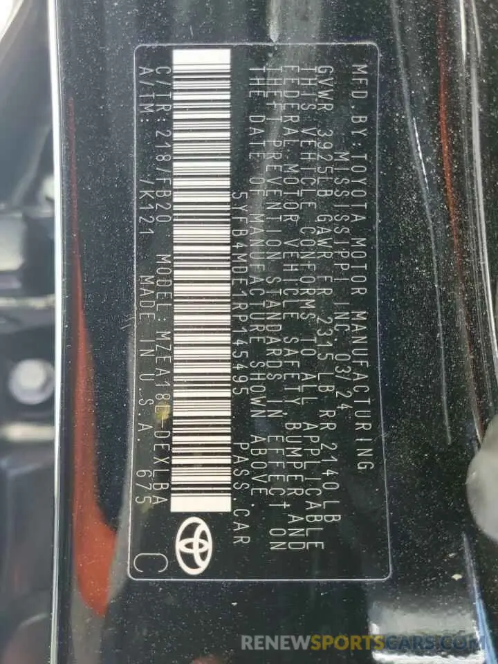 12 Фотография поврежденного автомобиля 5YFB4MDE1RP145495 TOYOTA COROLLA 2024