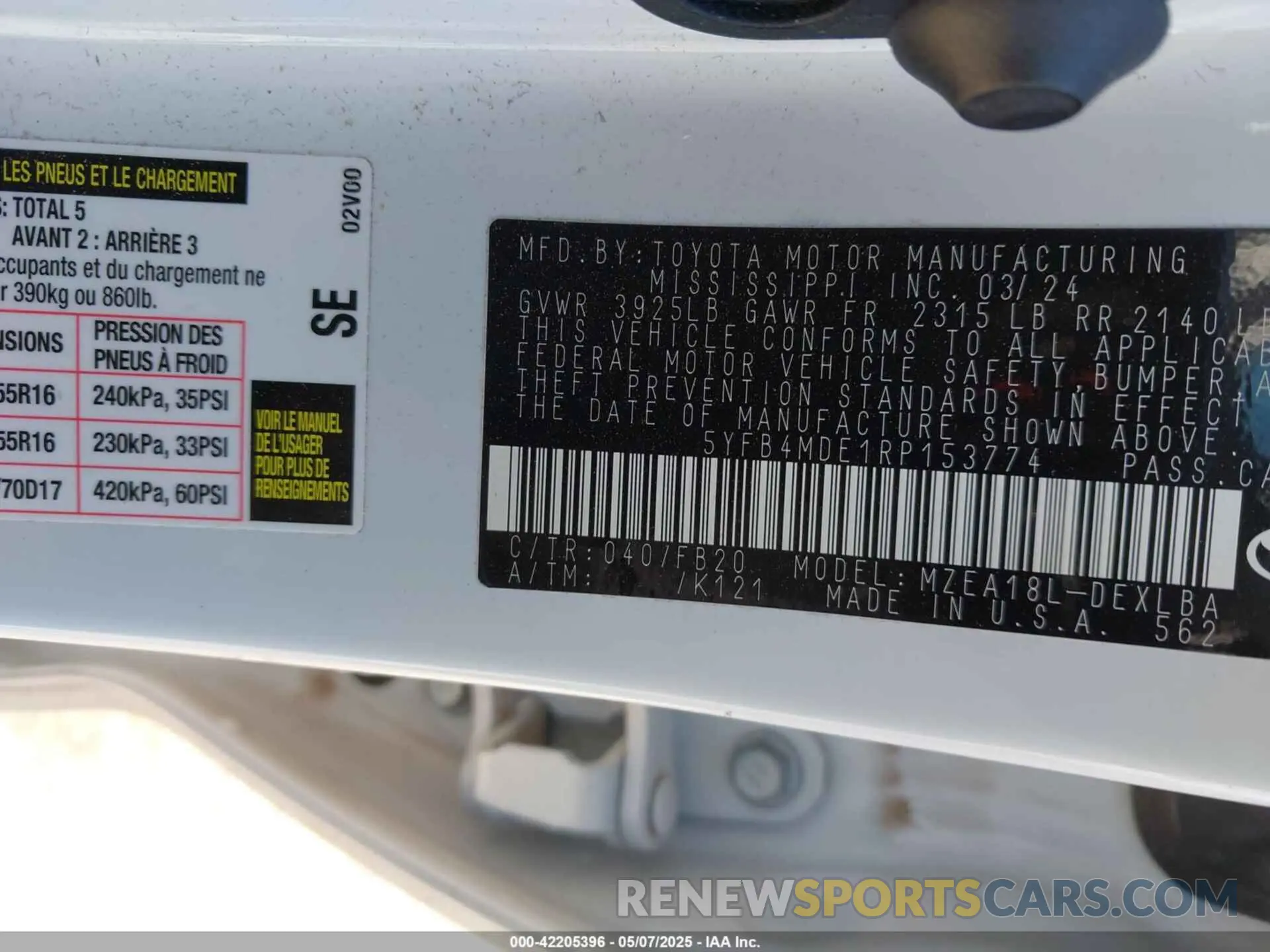 9 Фотография поврежденного автомобиля 5YFB4MDE1RP153774 TOYOTA COROLLA 2024