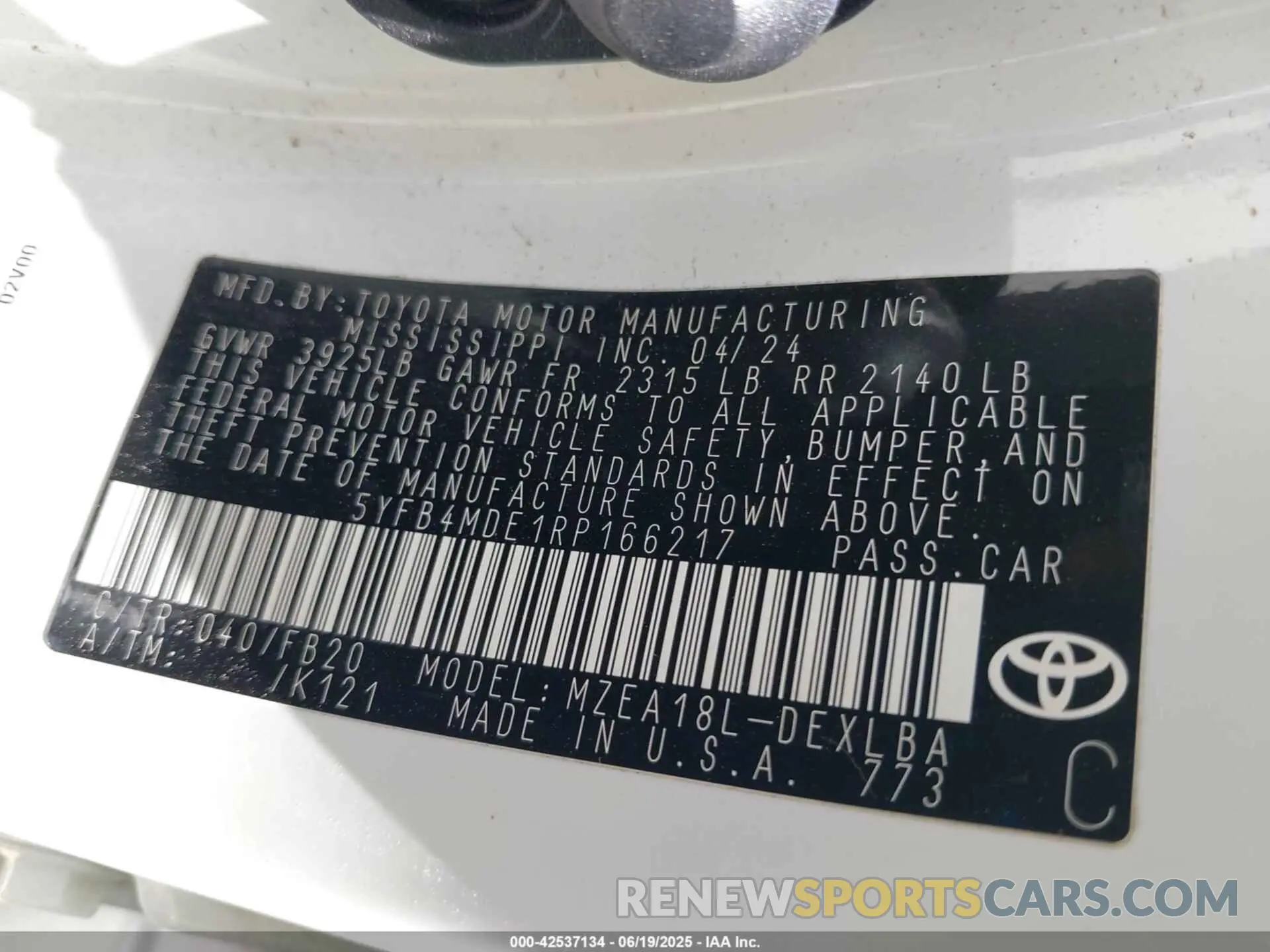 9 Фотография поврежденного автомобиля 5YFB4MDE1RP166217 TOYOTA COROLLA 2024